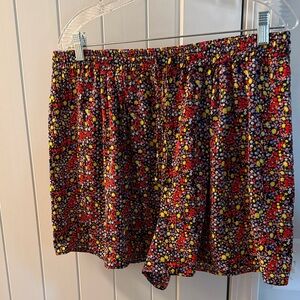 J. Crew High Waist Floral Print Shorts - Red and Yellow